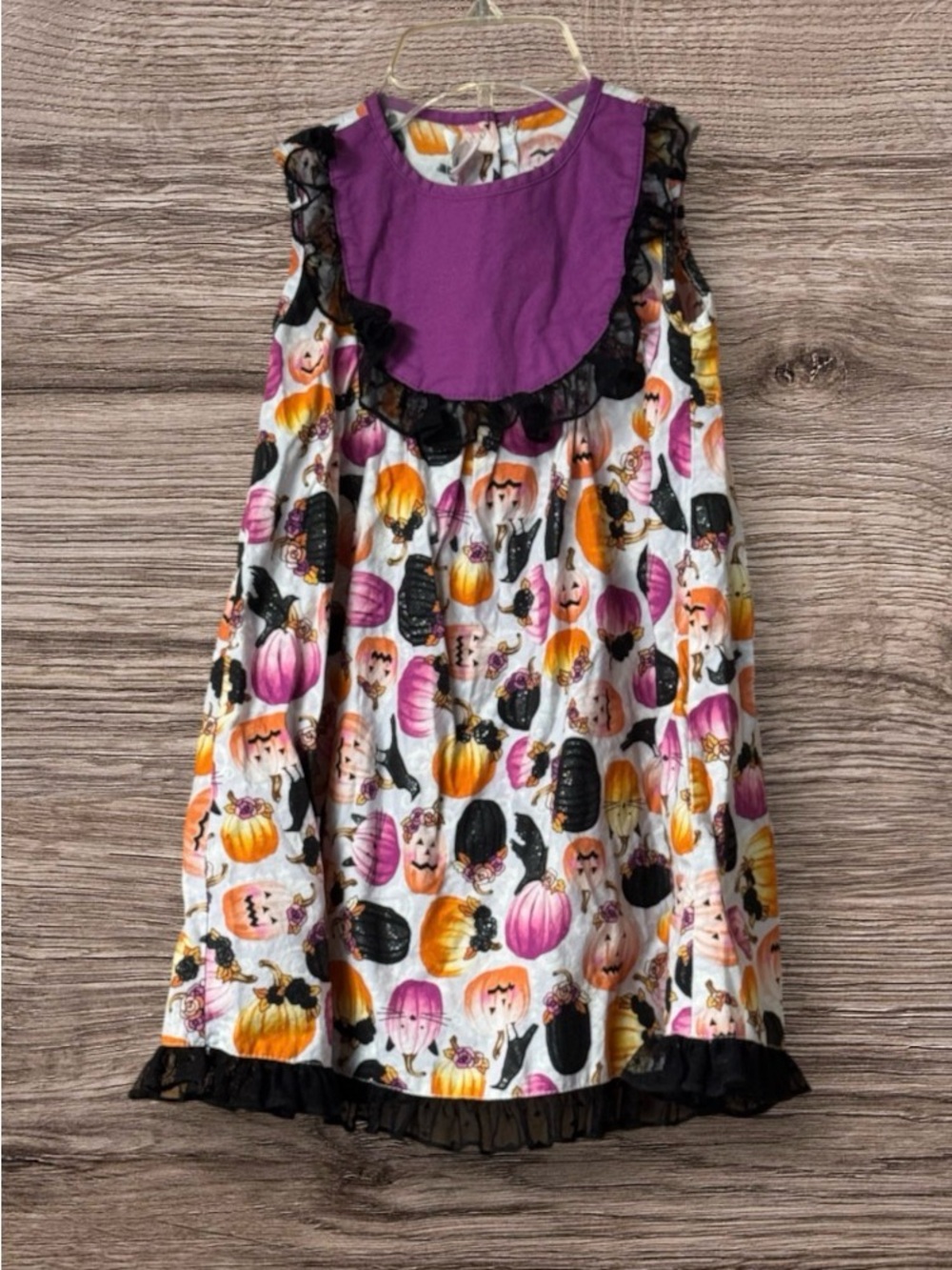 Ricrac And Ruffles Halloween Dress Size 5 Pumpkin & Blackbird Short Sleeve